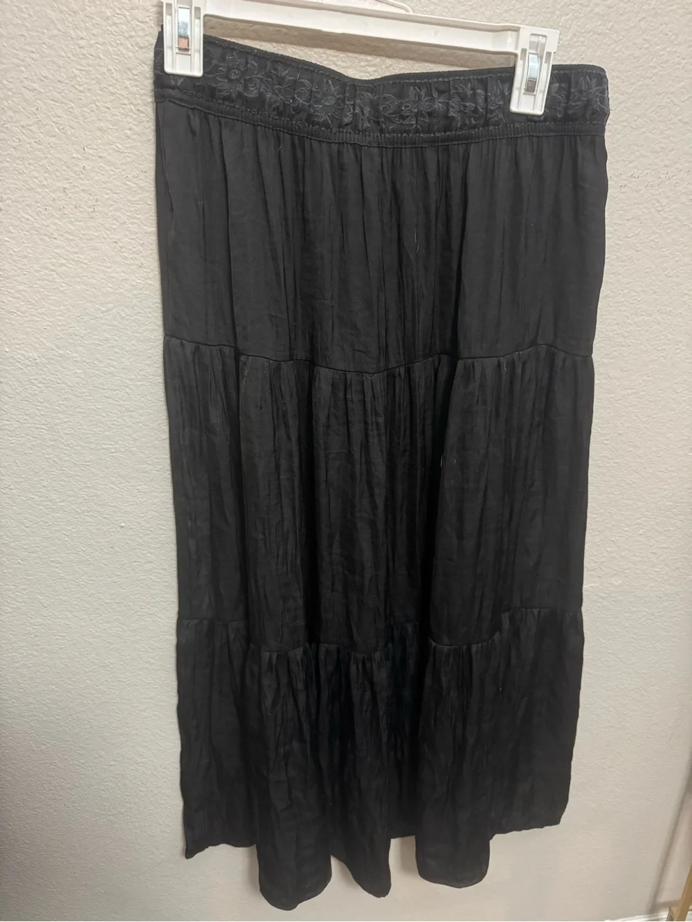 Rachel Zoe Black Tiered Maxi Skirt with Drawstring Waist